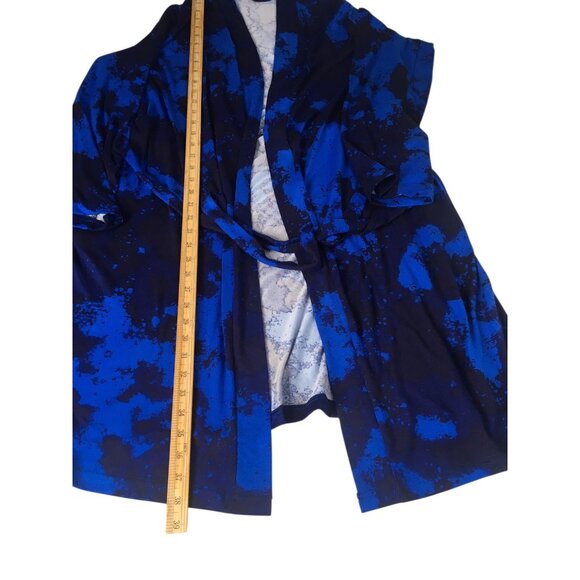BumbleBella by Jill Martin Robe Womens 1X Blue Black Tie Waist Lounge Pockets - Picture 8 of 16